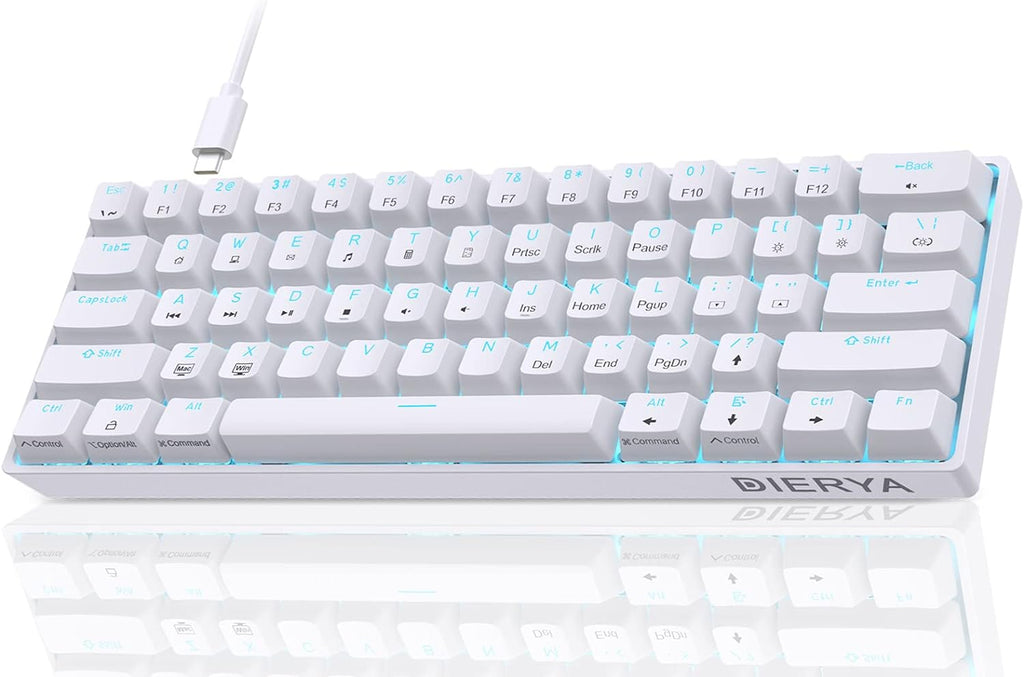 DK61SE 60% Gaming-Tastatur, US-QWERTY, Rote Schalter, Weiß