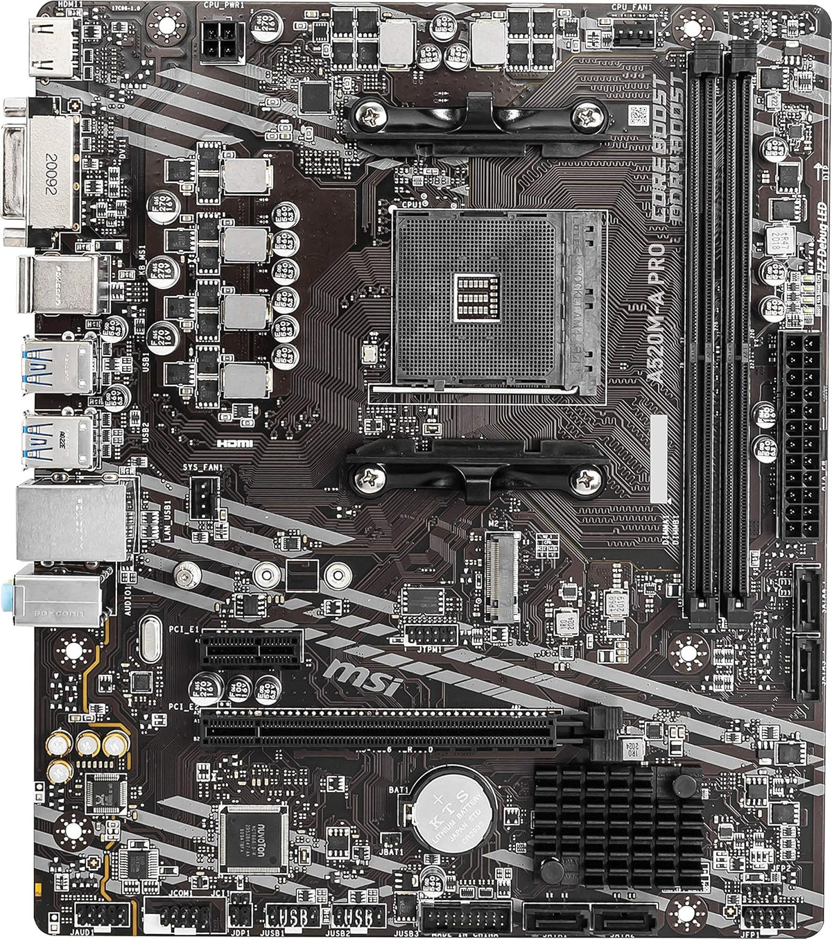 MSI A520M-A PRO Gaming Motherboard (AMD AM4, DDR4, Pcie 3.0, SATA 6Gb/S, M.2, USB 3.2 Gen 1, DVI/HDMI, Micro-Atx)