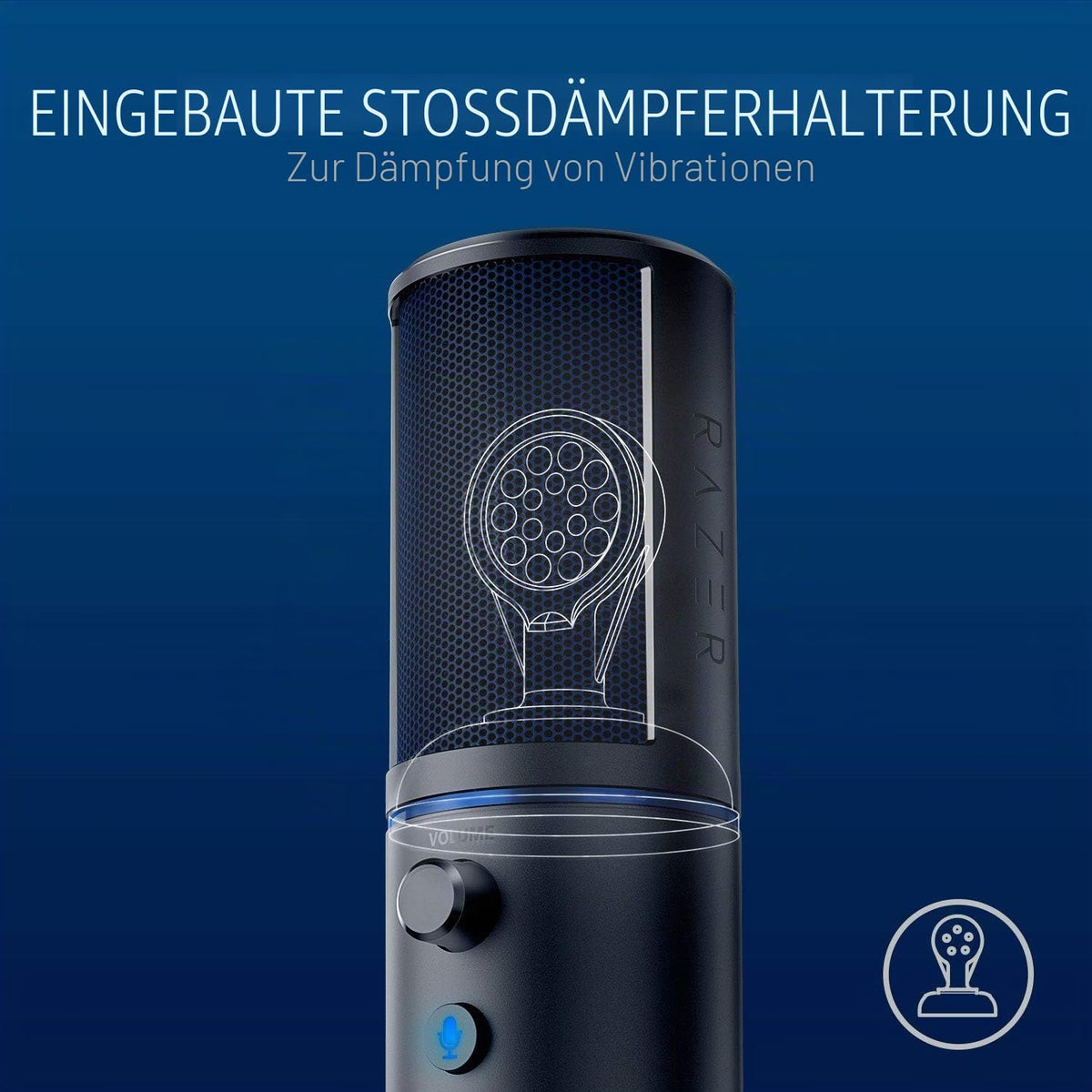 Razer Seiren X Für Playstation - USB Kondensator-Mikrofon Für Streaming Auf Der PS4 Und PS5 (Kompakt Mit Schockdämpfer, Superniere Aufnahmemuster, Stumm-Taste) Schwarz-Blau