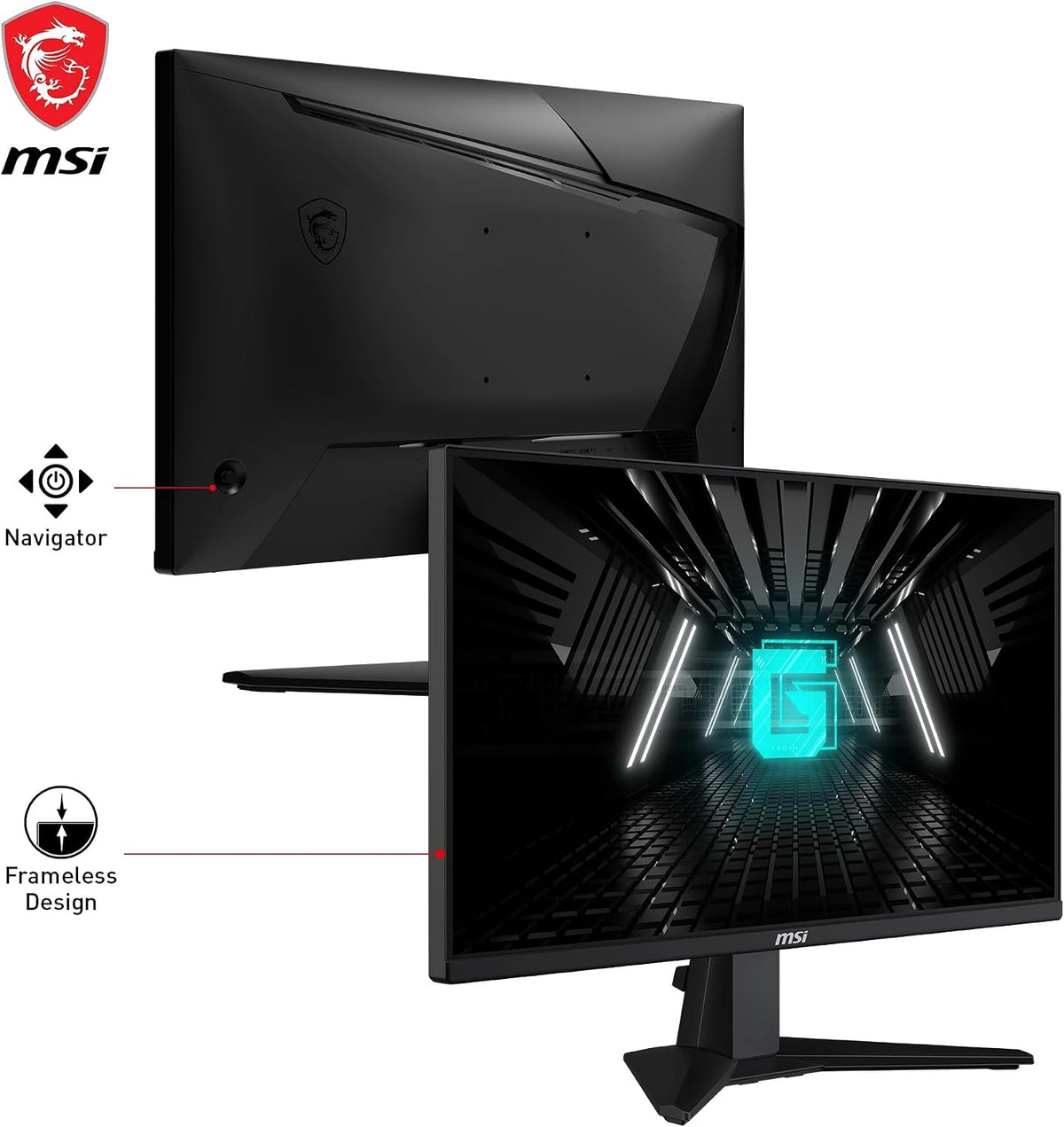 MSI G255F 24,5-Zoll-Fhd-Gaming-Monitor – 1920 X 1080 Rapid Ips-Panel, 180 Hz / 1 Ms (Gtg), 99% Srgb-Farbraum, Adaptive-Sync – DP 1.2A, HDMI 2.0B CEC