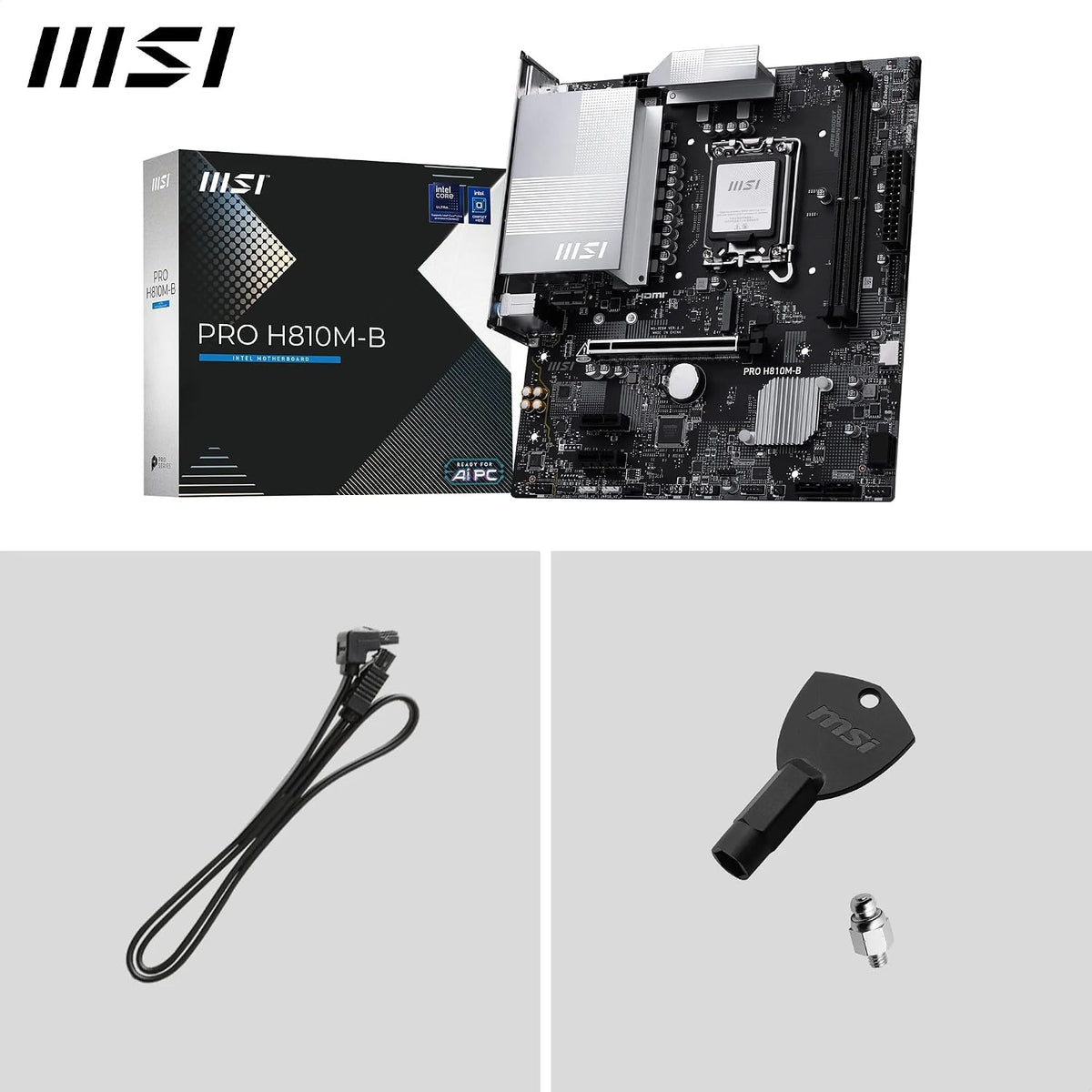 MSI PRO H810M-B Mainboard, Matx - Unterstützt Intel Core Ultra Prozessoren (Series 2), LGA 1851 - DDR5 Memory Boost (6400 Mt/S MAX), Pcie 5.0 X16, M.2 Gen4, 2.5G LAN