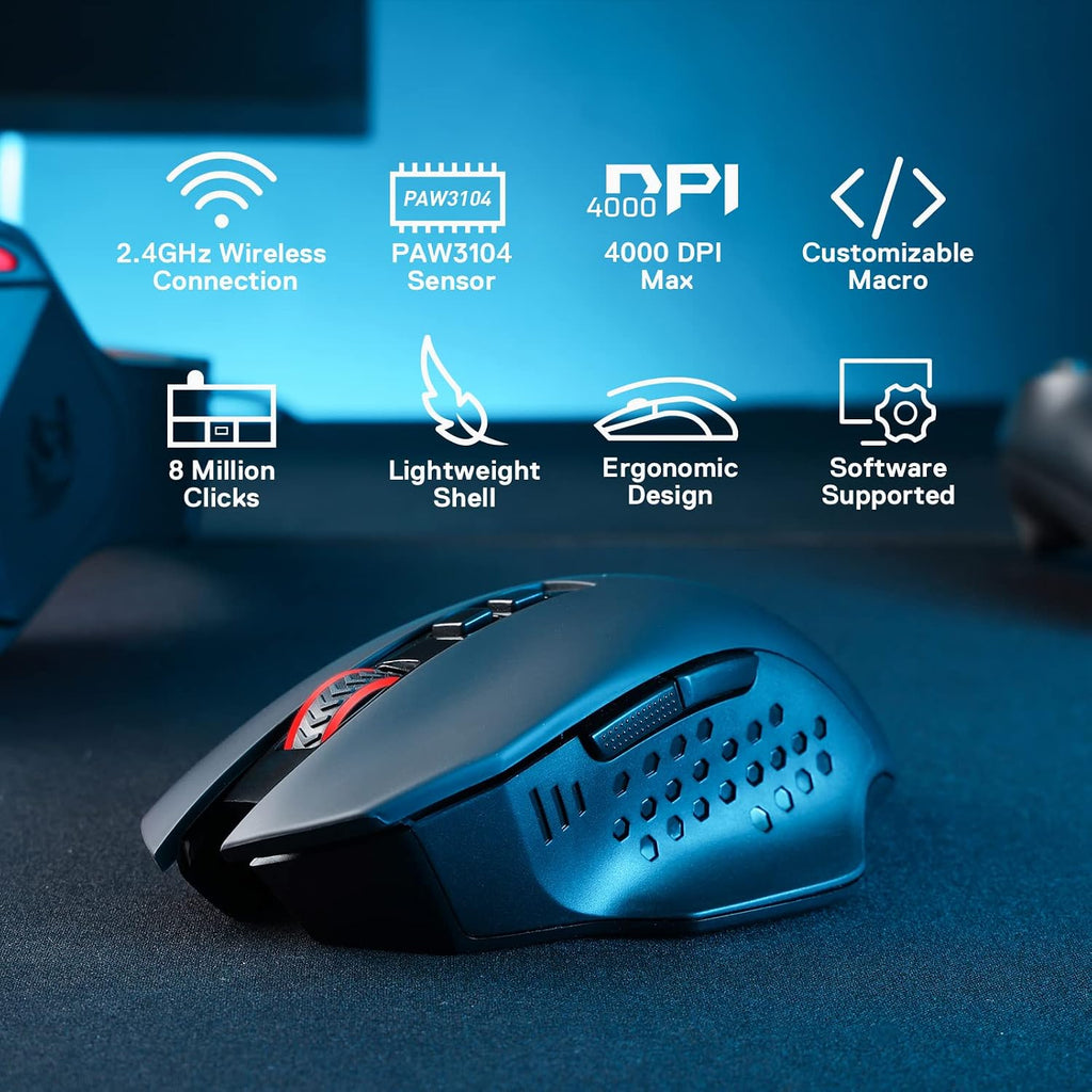Redragon M656 Gainer Kabellose Gaming Maus 2,4 Ghz 4000 DPI