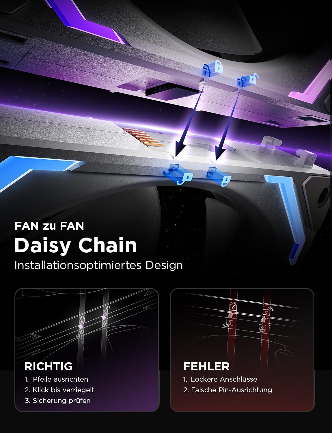 Asiahorse COSMIQ RGB PC Lüfter 120MM Gehäuselüfter, ARGB Daisy Chain PC Lüfter [Infinity Mirror] [FDB] 2000 RPM/68,5 CFM/24 LEDS 4 Pin PWN & 5V 3Pin ARGB Mit Controller. Schwarz