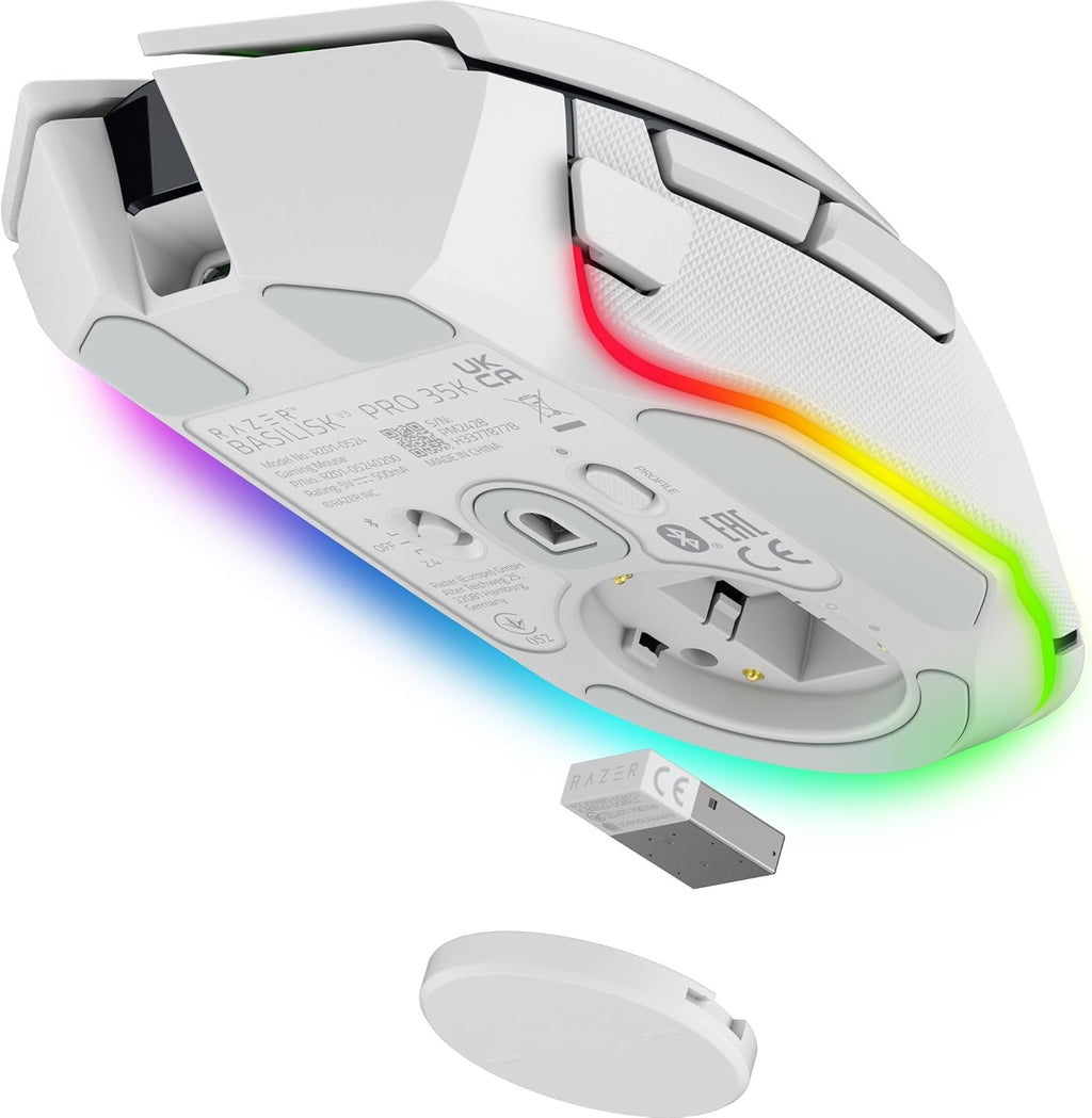 Razer Basilisk V3 Pro - Anpassbare Kabellose Gaming-Maus Hyperscroll Tilt Wheel - Focus Pro 30K Optischer Sensor - 13-Zonen Chroma-Beleuchtung - 10+1 Programmierbare Tasten - Pc/Mac | Weiß