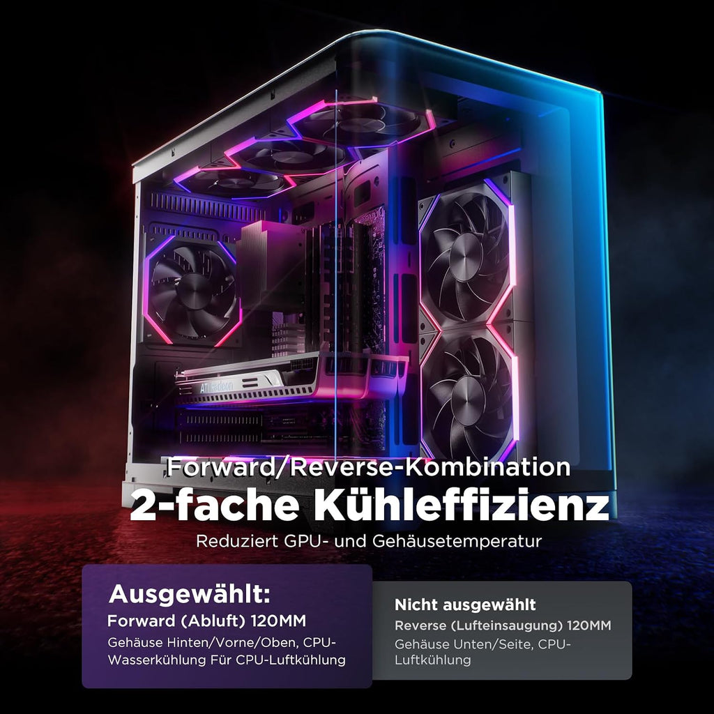 Asiahorse RGB PC Lüfter 120MM Gehäuselüfter [3 Stück] [HDB] 61,5 CFM/2000 RPM/2,16 MMH2O ARGB Lüfter 5V3PIN ARGB Und 12V4PIN PWM Lüfter, 50,000 Stunden Lebensdauer Nyota-A12-Schwarz