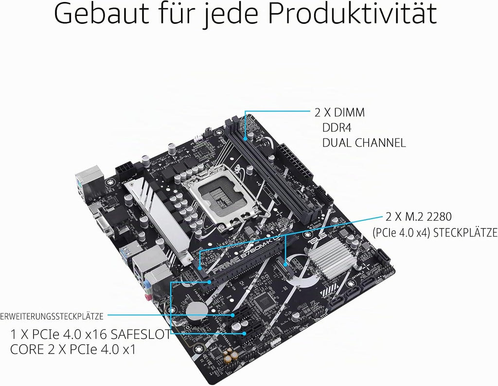 ASUS Prime B760M-K D4 Gaming Mainboard Sockel Intel LGA 1700