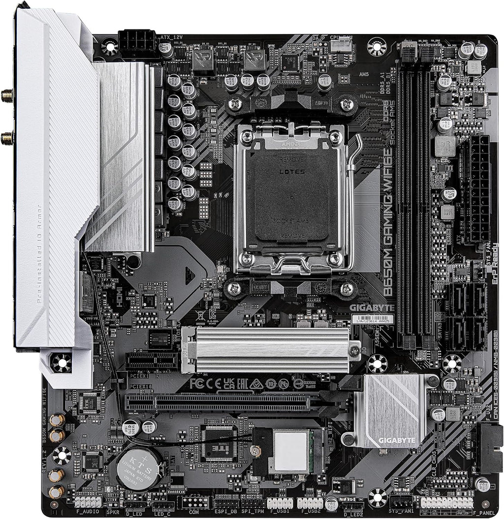 GIGABYTE B650M Gaming WIFI6E Mainboard - AMD Ryzen 9000 Serie Cpus, 5+2+2 Phasen VRM, Bis Zu 6400 Mhz DDR5 (OC), 1Xpcie 4.0 M.2, 2,5 Gbe LAN, Wifi 6E, USB 3.2 Gen 1