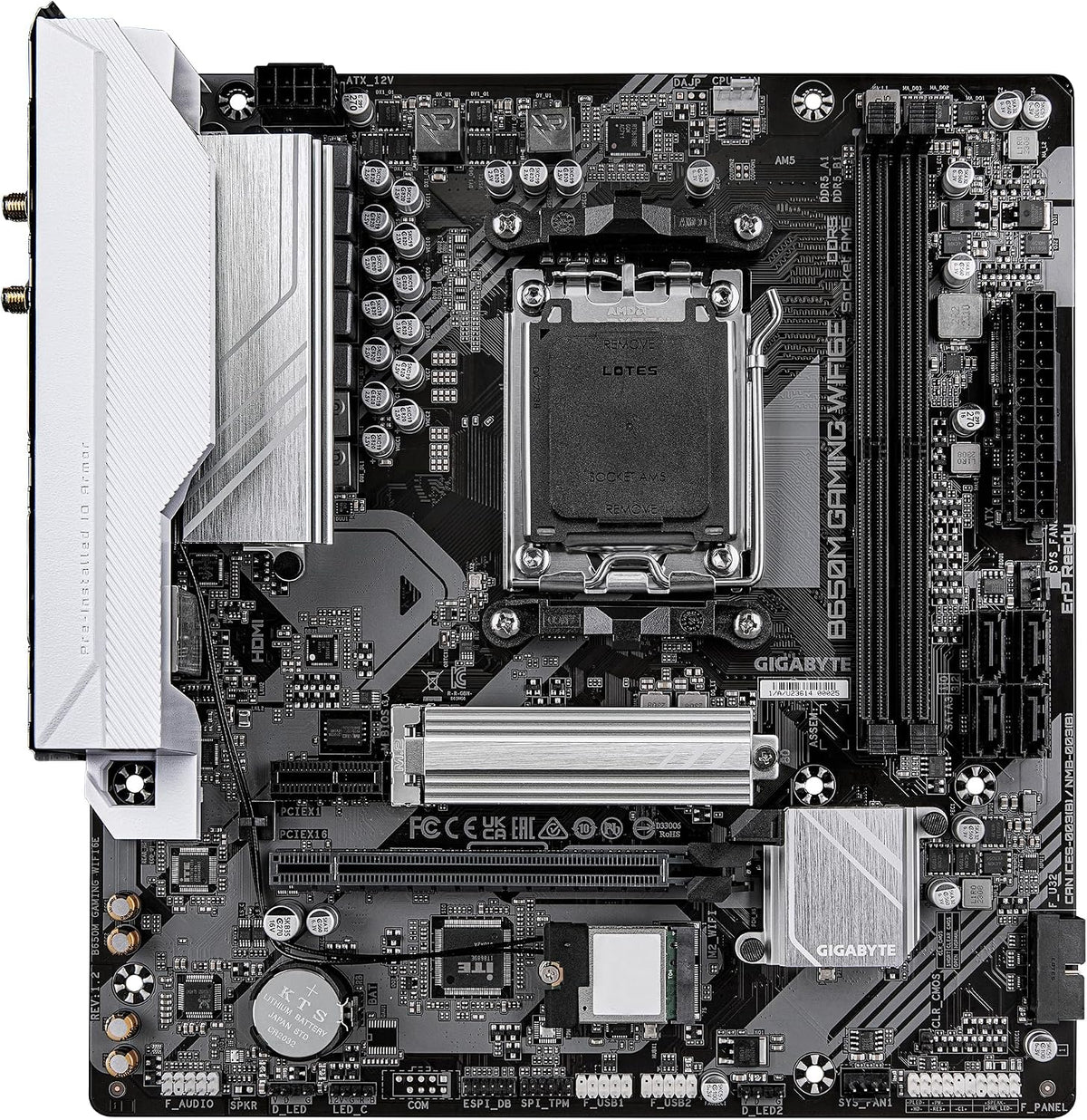 GIGABYTE B650M Gaming WIFI6E Mainboard - AMD Ryzen 9000 Serie Cpus, 5+2+2 Phasen VRM, Bis Zu 6400 Mhz DDR5 (OC), 1Xpcie 4.0 M.2, 2,5 Gbe LAN, Wifi 6E, USB 3.2 Gen 1