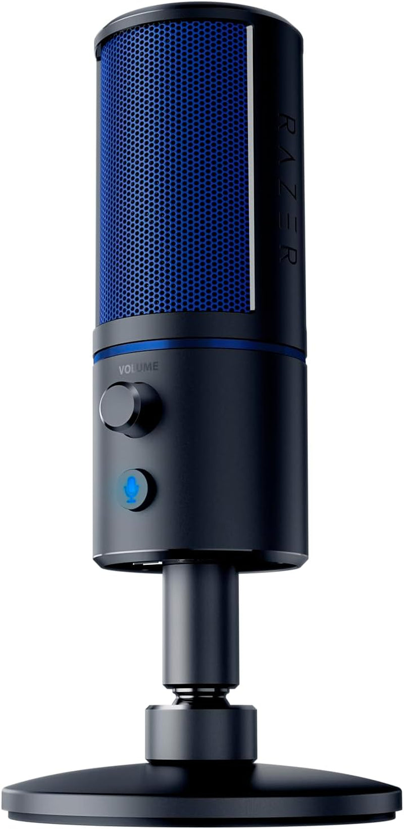 Razer Seiren X Für Playstation - USB Kondensator-Mikrofon Für Streaming Auf Der PS4 Und PS5 (Kompakt Mit Schockdämpfer, Superniere Aufnahmemuster, Stumm-Taste) Schwarz-Blau