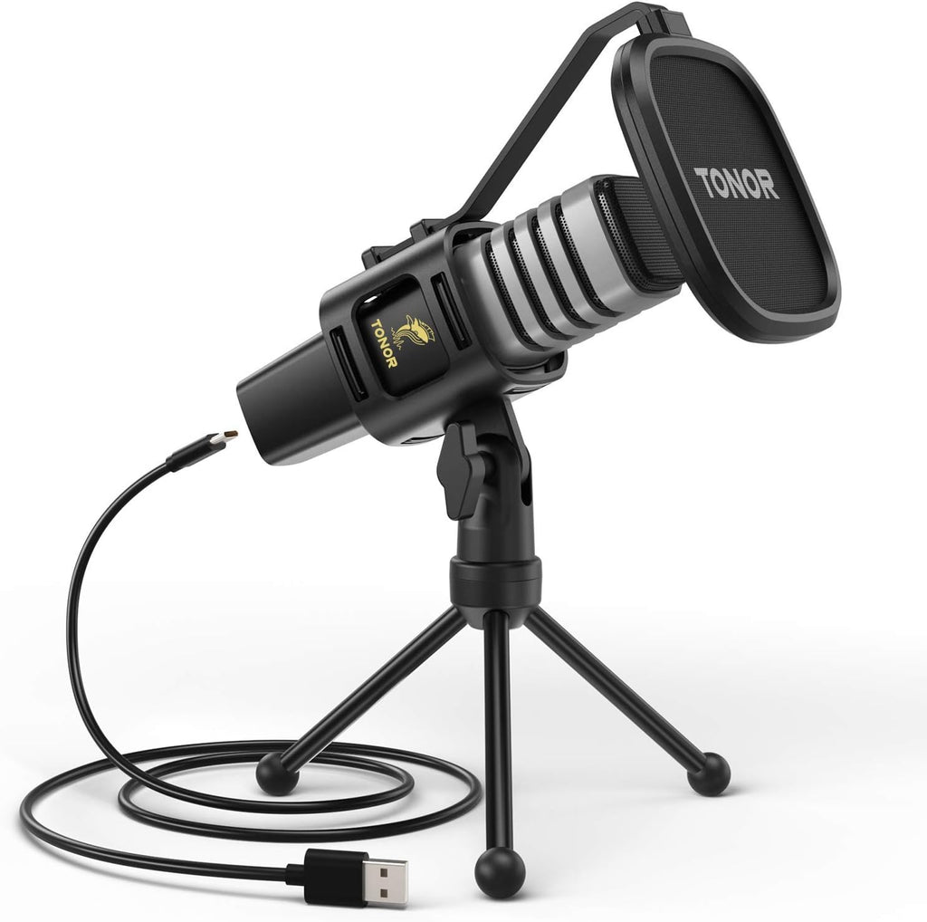 TONOR USB Kondensator Mikrofon, Nierencharakteristik Computer Mikrofon, Popfilter, Für Konferenz, Streaming, Podcasting, Gaming, Twitch, Für Laptop, Desktop PC, Mit Desktop-Ständer, TC30