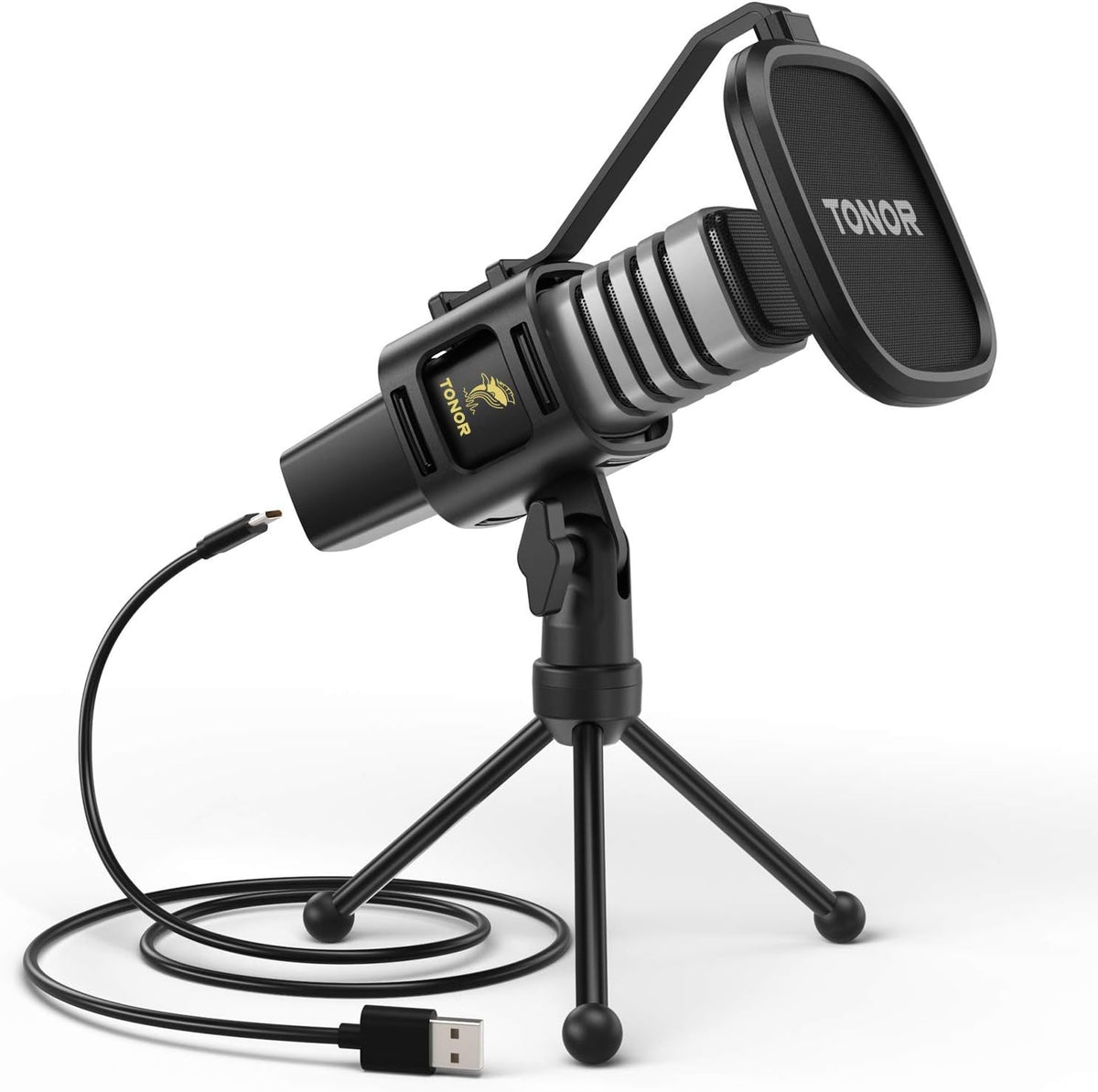 TONOR USB Kondensator Mikrofon, Nierencharakteristik Computer Mikrofon, Popfilter, Für Konferenz, Streaming, Podcasting, Gaming, Twitch, Für Laptop, Desktop PC, Mit Desktop-Ständer, TC30