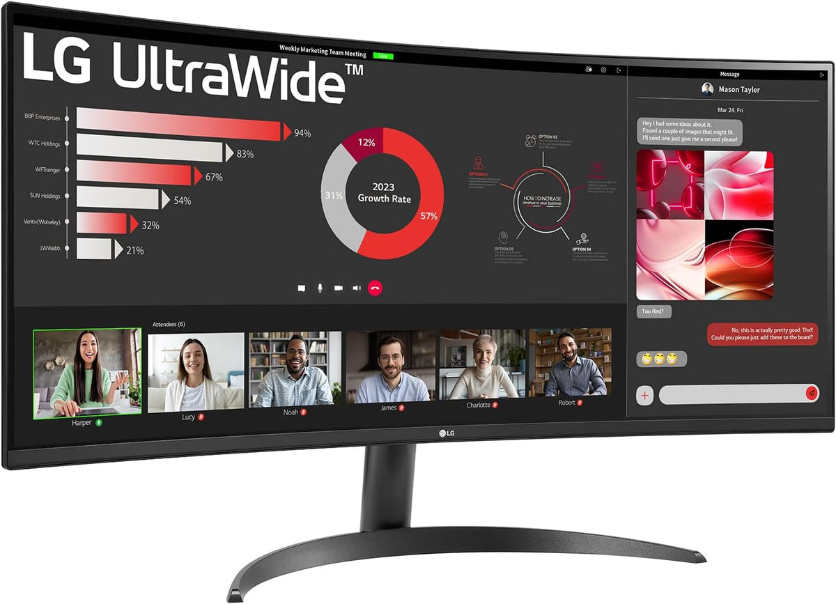 LG Ultrawide™ 34WR50QK-B 34 Zoll 21:9 Curved UWQHD VA Monitor, 100Hz, HDR10, 99% Srgb, 2X HDMI 2.0, 1X Displayport 1.4, Schwarz