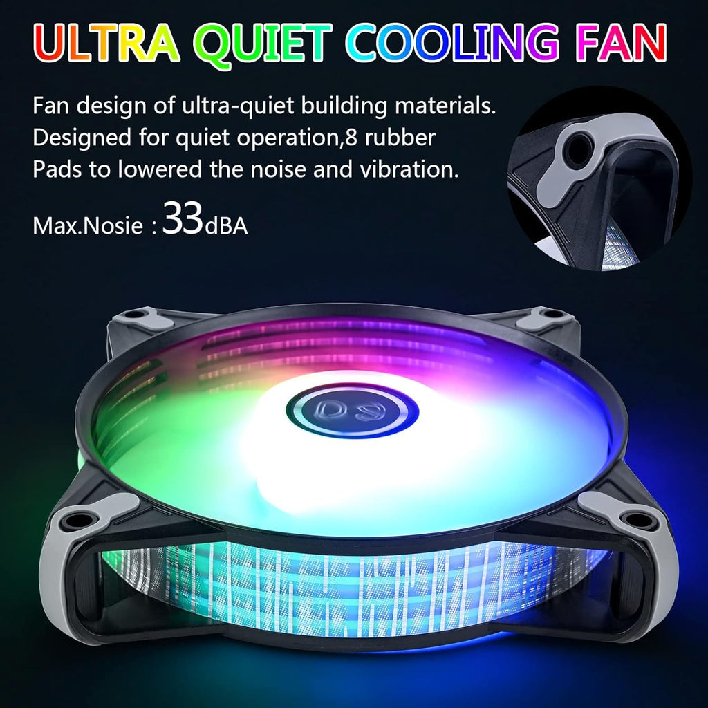 DS Rgb-Lüfter, 120 Mm, 3Er-Packung, Gehäusekühlungs-Led-Lüfter Für Weiß-Schwarzes Pc-Gehäuse, Cpu-Kühler Und Radiatorsystem