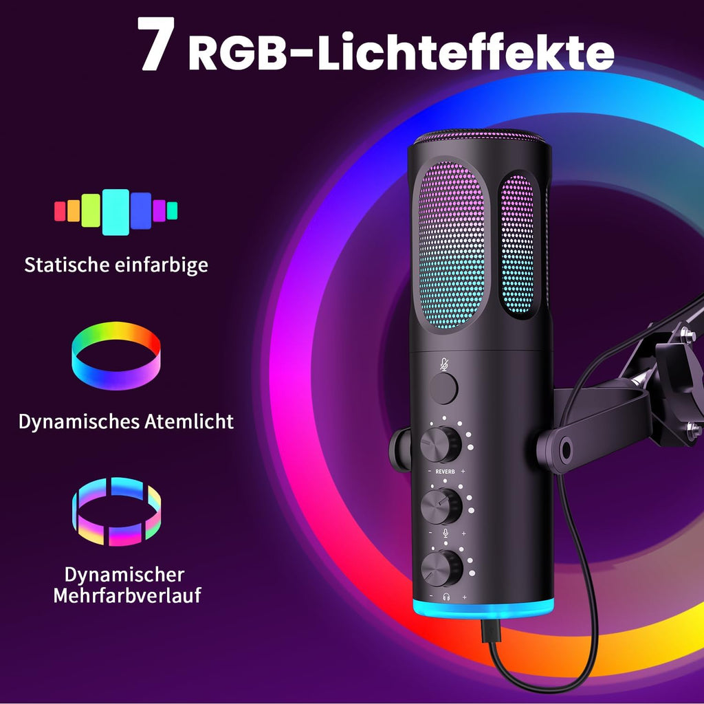 Ortizan USB Gaming Mikrofon PC Mit Schwenkarm, Mute Und Monitoring