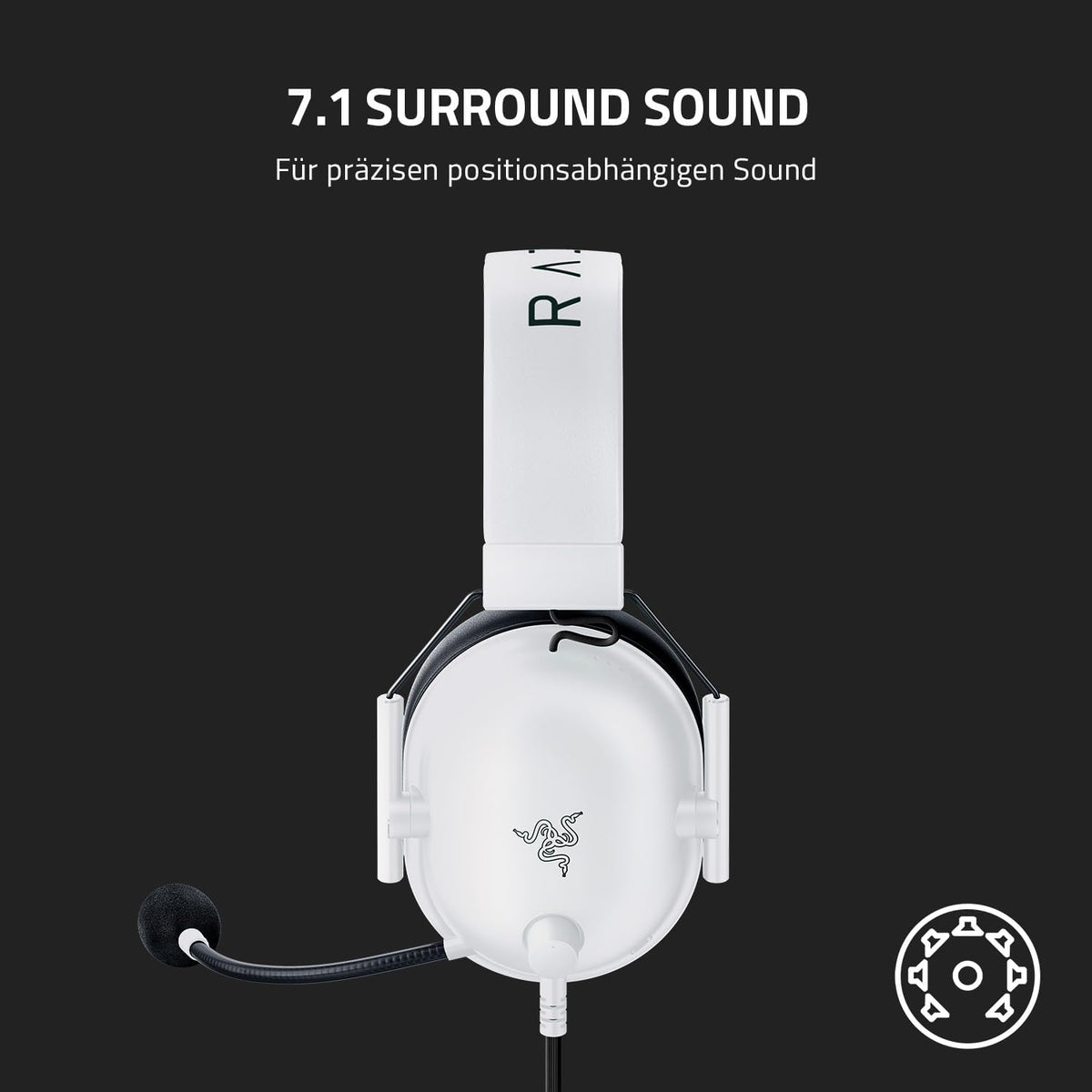 Razer Blackshark V2 X - Multi-Plattform Kabelgebundenes Esports-Headset (Triforce 50Mm Treiber, Erweiterte Passive Geräuschunterdrückung, 7.1 Surround Sound, Hyperclear Cardioid Mic) Weiß