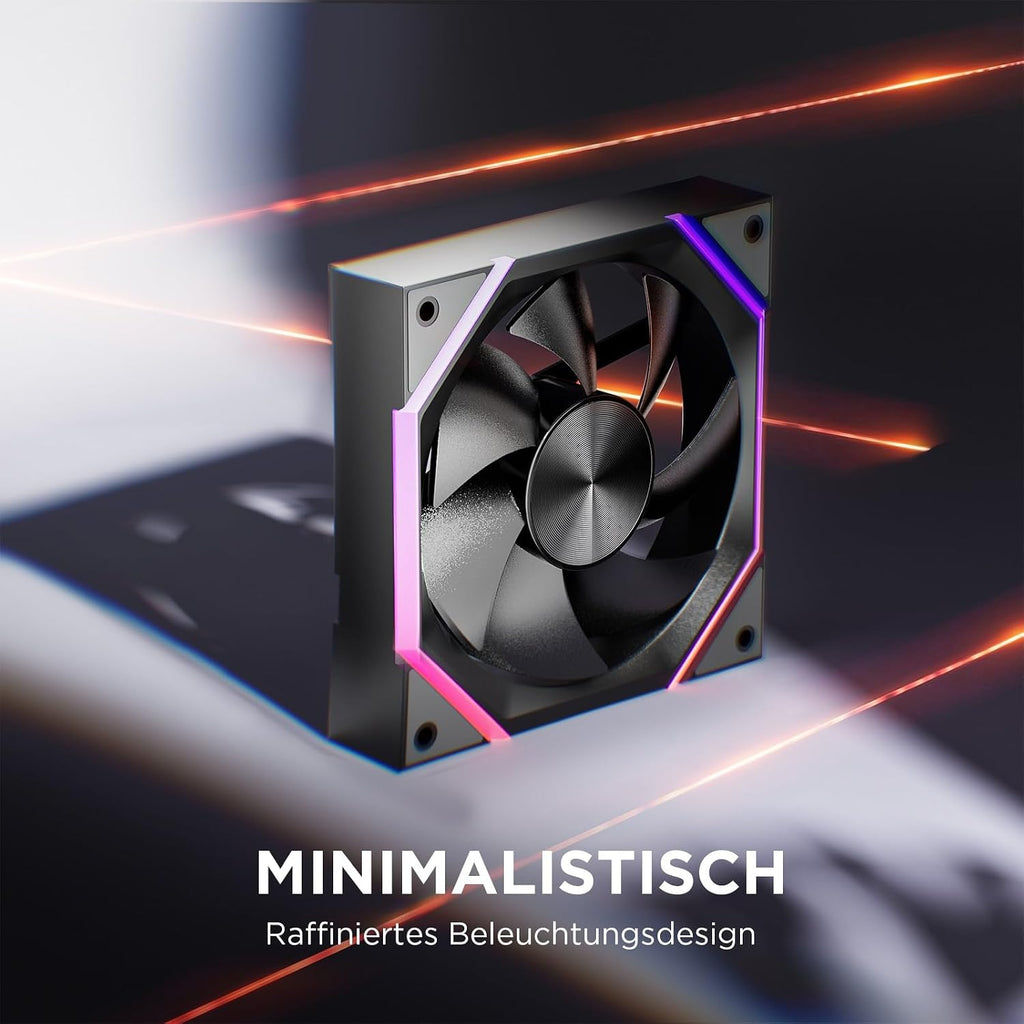 Asiahorse RGB PC Lüfter 120MM Gehäuselüfter [3 Stück] [HDB] 61,5 CFM/2000 RPM/2,16 MMH2O ARGB Lüfter 5V3PIN ARGB Und 12V4PIN PWM Lüfter, 50,000 Stunden Lebensdauer Nyota-A12-Schwarz