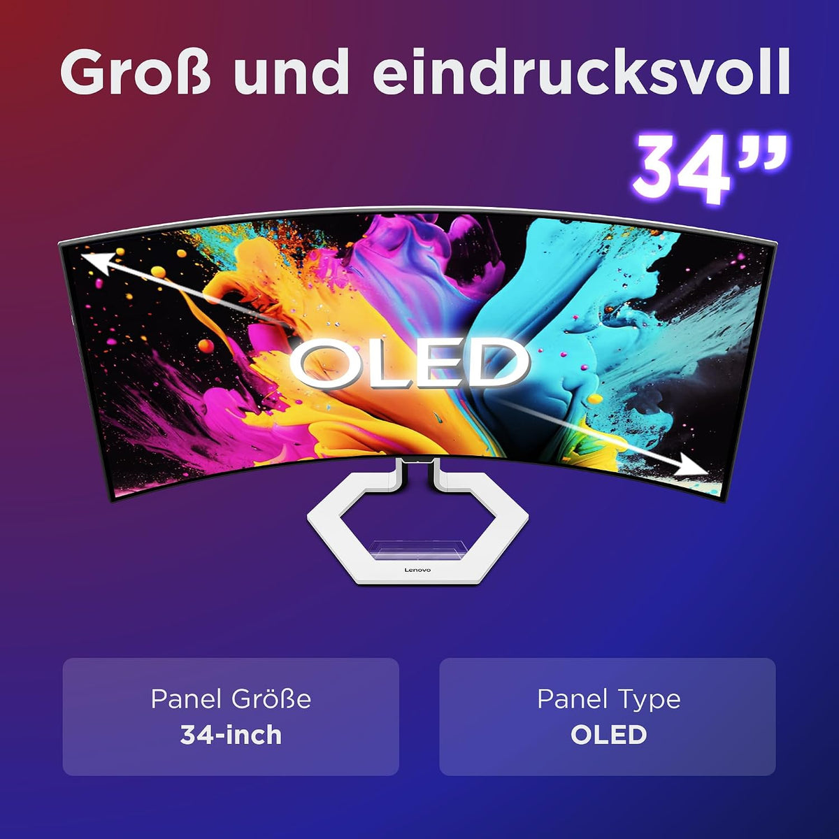 Lenovo Legion Pro 34Wd-10 | 34" WQHD OLED Gaming Monitor | 240 Hz | 0.03Ms