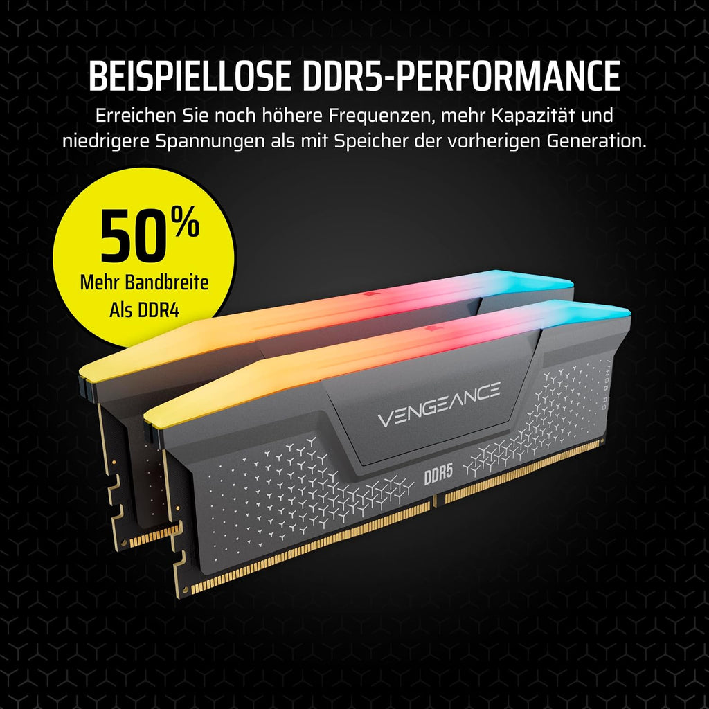 CORSAIR Vengeance RGB RS DDR5 16GB (2 X 8GB) Bis Zu 6000Mhz AMD Intel RAM