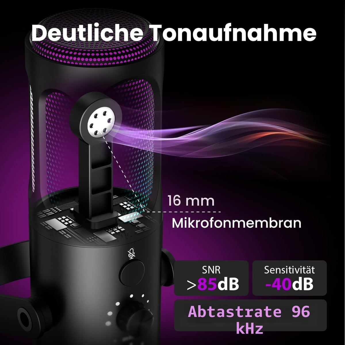 Ortizan USB Gaming Mikrofon PC Mit Schwenkarm, Mute Und Monitoring