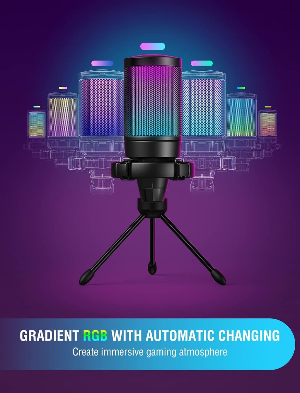 FIFINE Gaming Mikrofon PC, USB Microphone Für Streaming Podcast Studio, Mit Mikrofon Ständer Und Stummschalttaste, Für PS4 PS5 Mac