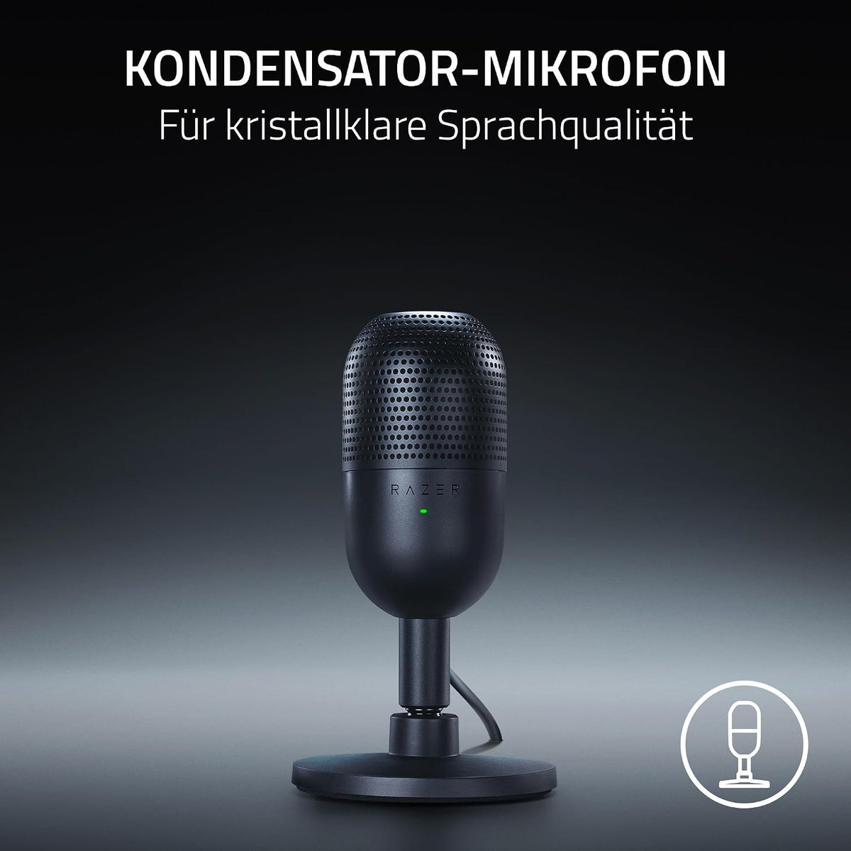 Razer Seiren V3 Mini - Ultrakompaktes Usb-Mikrofon (14Mm Supernieren Kondensatormikrofon, Tap-To-Mute-Sensor Mit Led-Anzeige, Integrierter Stoßdämpfer, Plug-And-Play Design) Schwarz