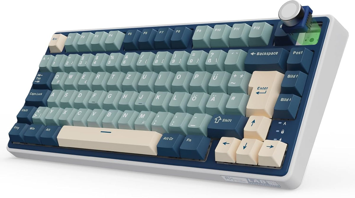 RK ROYAL KLUDGE R75 Mechanische Tastatur Kabellos 75% Blau Creamy Switches