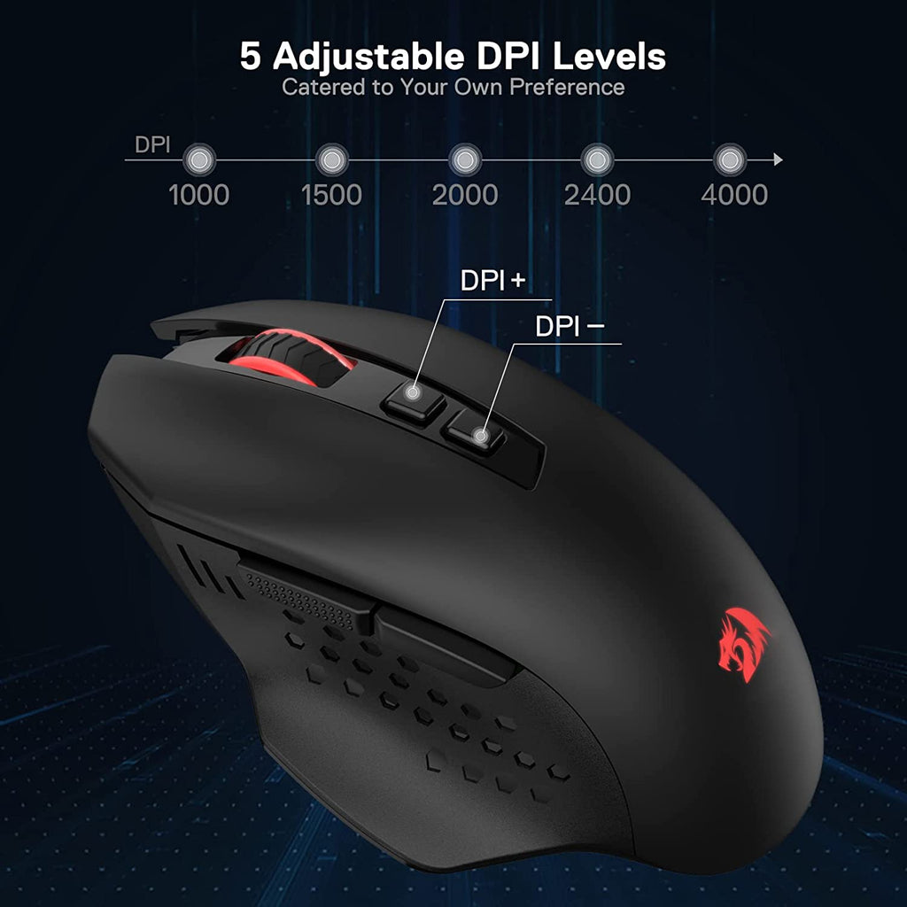 Redragon M656 Gainer Kabellose Gaming Maus 2,4 Ghz 4000 DPI