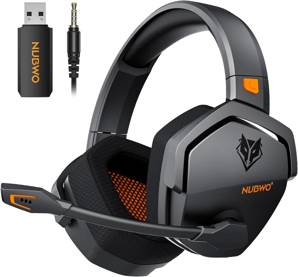 NUBWO G06 Dual Wireless Gaming Headset Mit Mikrofon Für PS5, PS4, PC, Mobile: 2.4 Ghz Wireless + Bluetooth - 100 Stunden - 50Mm -Treiber - Orange