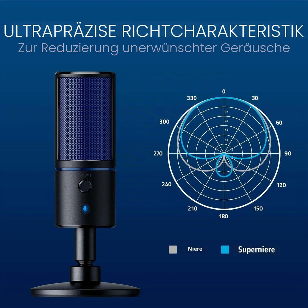 Razer Seiren X Für Playstation - USB Kondensator-Mikrofon Für Streaming Auf Der PS4 Und PS5 (Kompakt Mit Schockdämpfer, Superniere Aufnahmemuster, Stumm-Taste) Schwarz-Blau