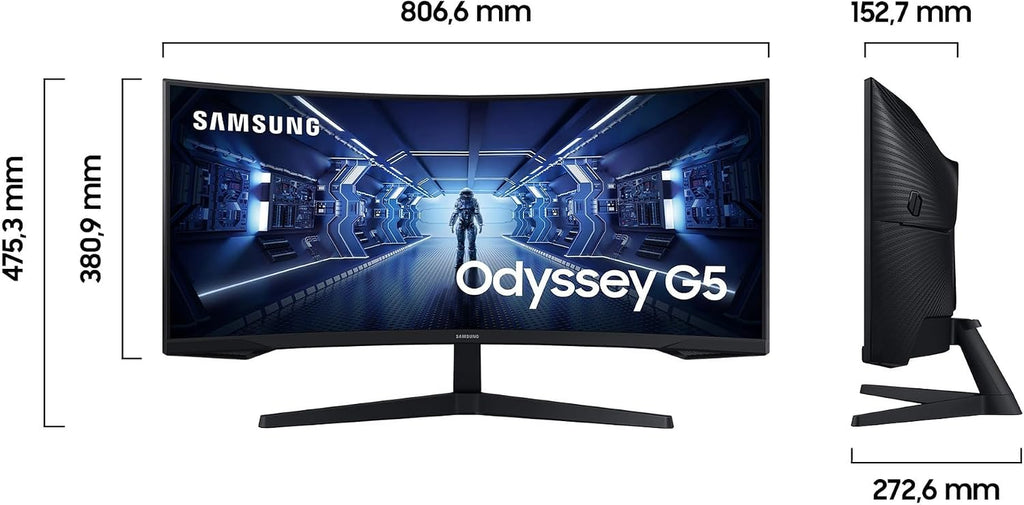 Samsung Gaming Monitor G5 C34G55TWWP, 34 Zoll, Va-Panel, Uwqhd-Auflösung, AMD Freesync Premium, Krümmung 1000R, Bildwiederholrate 165 Hz, Reaktionszeit 1 Ms (MPRT), Schwarz