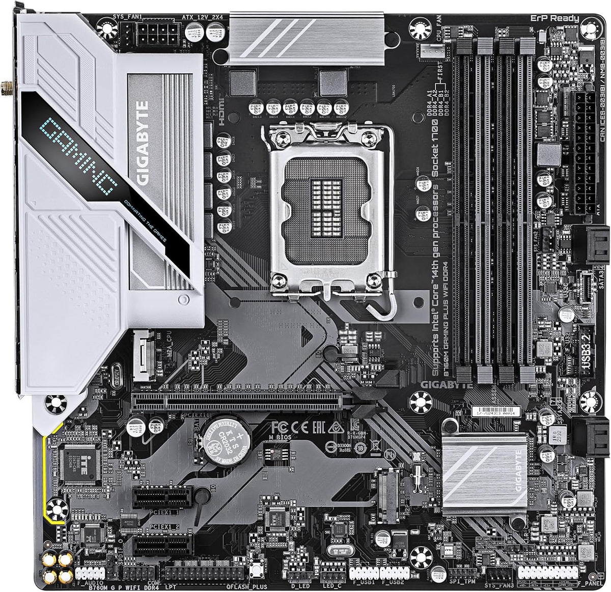 GIGABYTE B760M Gaming plus Wifi DDR4 LGA 1700 Intel B760 M-ATX Motherboard Mit DDR4, 2* M.2, Pcie 4.0, Front USB 3.2 Gen 1 Type-C, Wifi 6 Gbe LAN, Q-Flash Plus, Pcie Ez-Latch