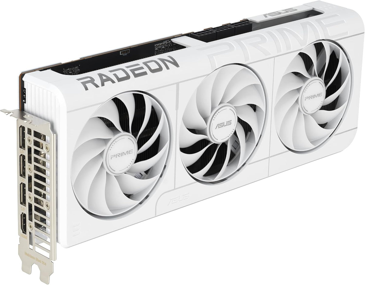 ASUS Prime Radeon RX 9070 XT White OC Edition Grafikkarte (Pcie 5.0, HDMI/DP 2.1, 2.5-Slot Design, Axial-Tech-Lüfter, Dual-Kugellager, Dual BIOS, ASUS GPU Guard)