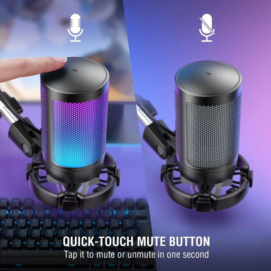 FIFINE Gaming Mikrofon PC Mit Arm, USB Microphone Kit Mit Stummschalttaste Für Podcast Streaming Studio, Für MAC PS4 PS5