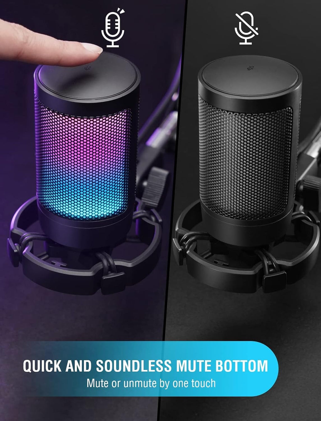 FIFINE Gaming Mikrofon PC, USB Microphone Für Streaming Podcast Studio, Mit Mikrofon Ständer Und Stummschalttaste, Für PS4 PS5 Mac