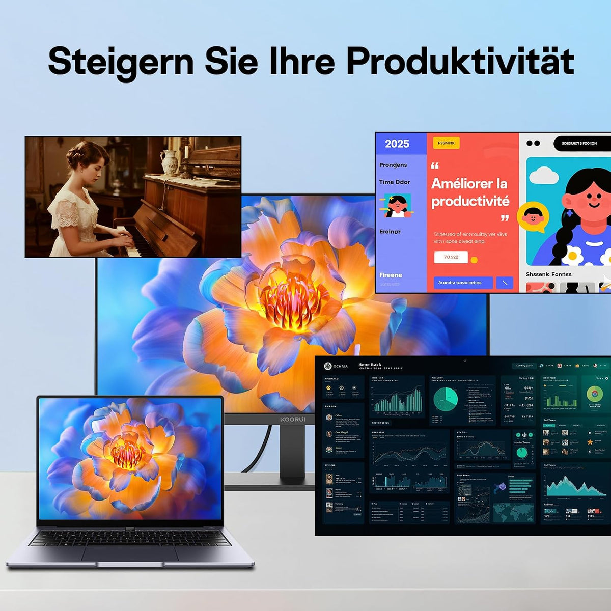 KOORUI E2411F 23.8 Zoll Bildschirm,Full HD Monitor 1920X1080,100Hz PC Monitor,Ips Eye Care,Hdmi&Vga,Vesa 100 X 100 Mm
