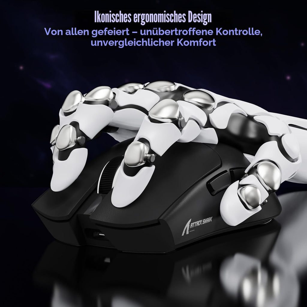 ATTACK SHARK X11SE Kabellose Gaming-Maus, 63G Superleicht, Mit Pixart Paw3311-Sensor, 22000 DPI, Tri-Mode BT/2,4 Ghz/Kabelgebunden, 1000Hz, 300Mah Battery, Dual-Treiber, Für Pc/Xbox/Ps/Mac, Schwarz