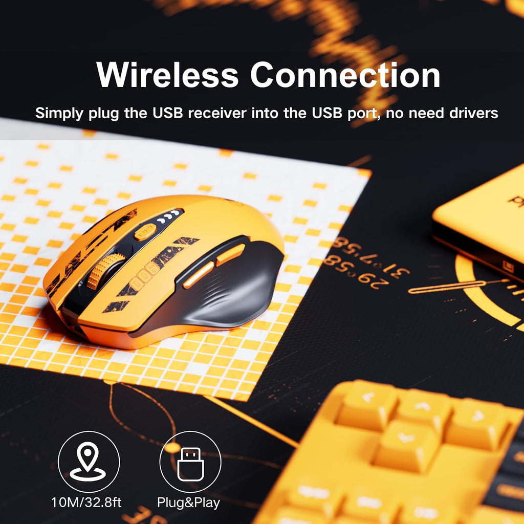 Uineer Kabellose Maus, 2,4 Ghz Usb-Funkmaus, Batteriestandsanzeige