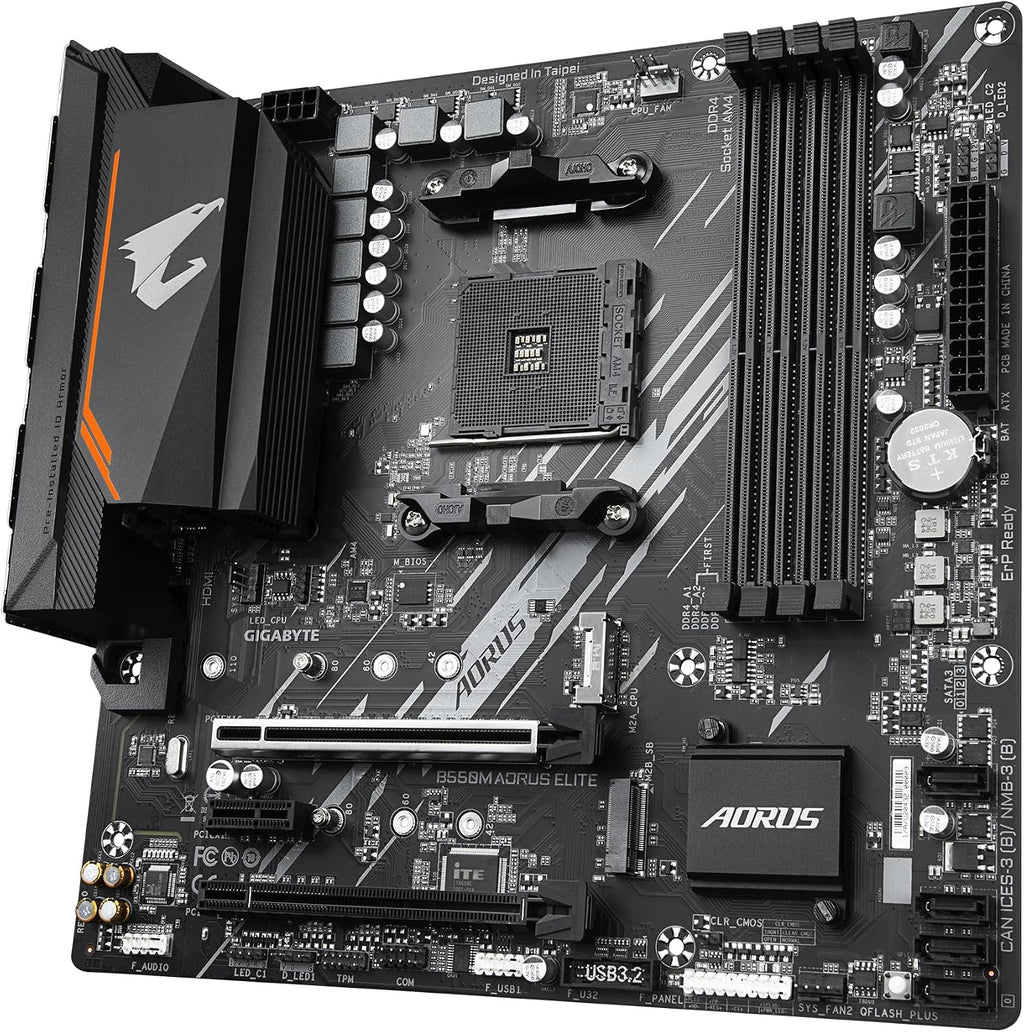 GIGABYTE B550M AORUS Elite Mainboard – AMD Ryzen 5000 Cpus, Micro-Atx Mainboard, 5+3 Phasen VRM, Bis Zu 4733 Mhz DDR4, Pcie 4.0 + Pcie 3.0 M.2, 1Gbe LAN, USB 3.2 Gen 1