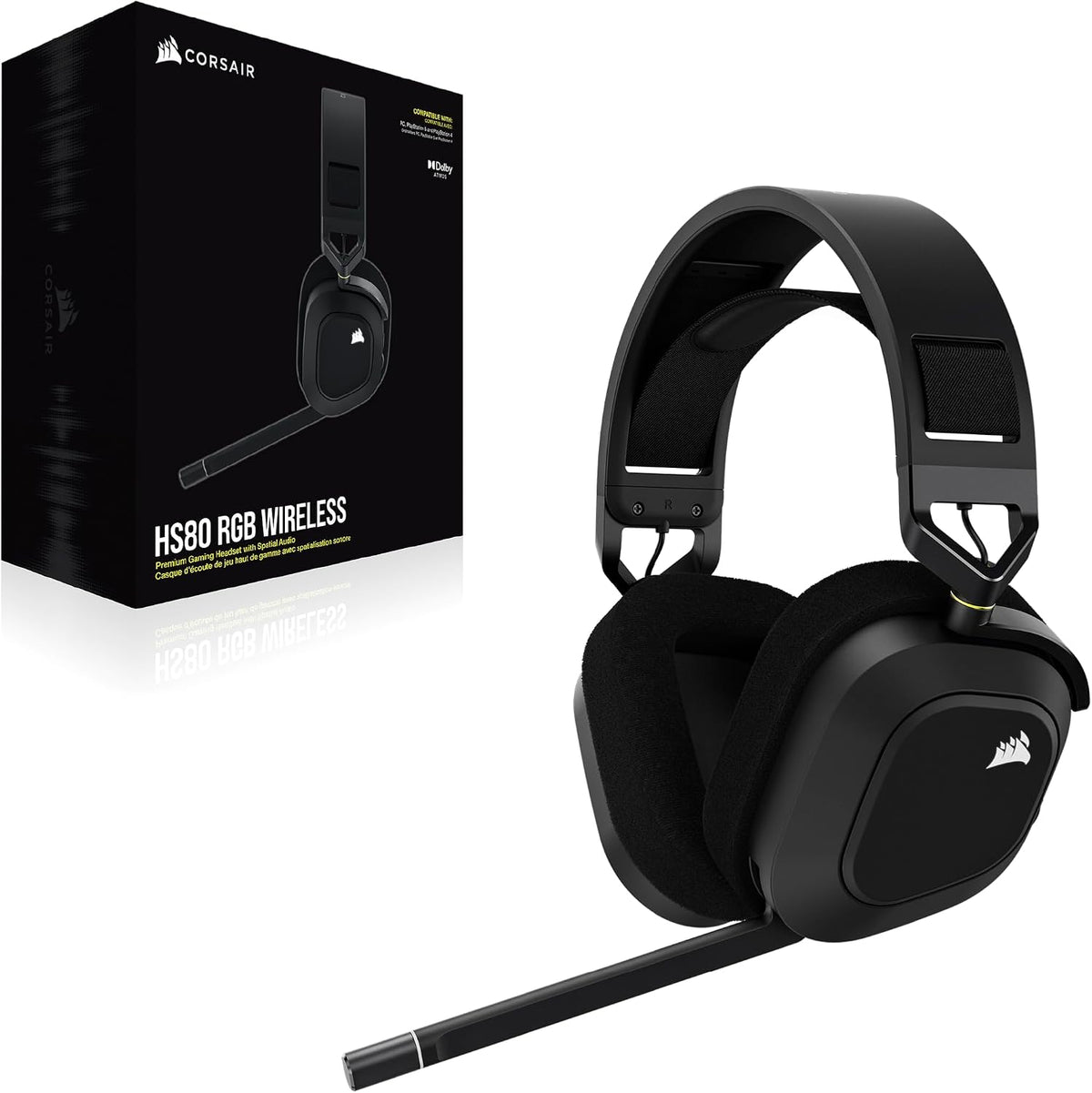 CORSAIR HS80 RGB WIRELESS Gaming Headset – Schwarz