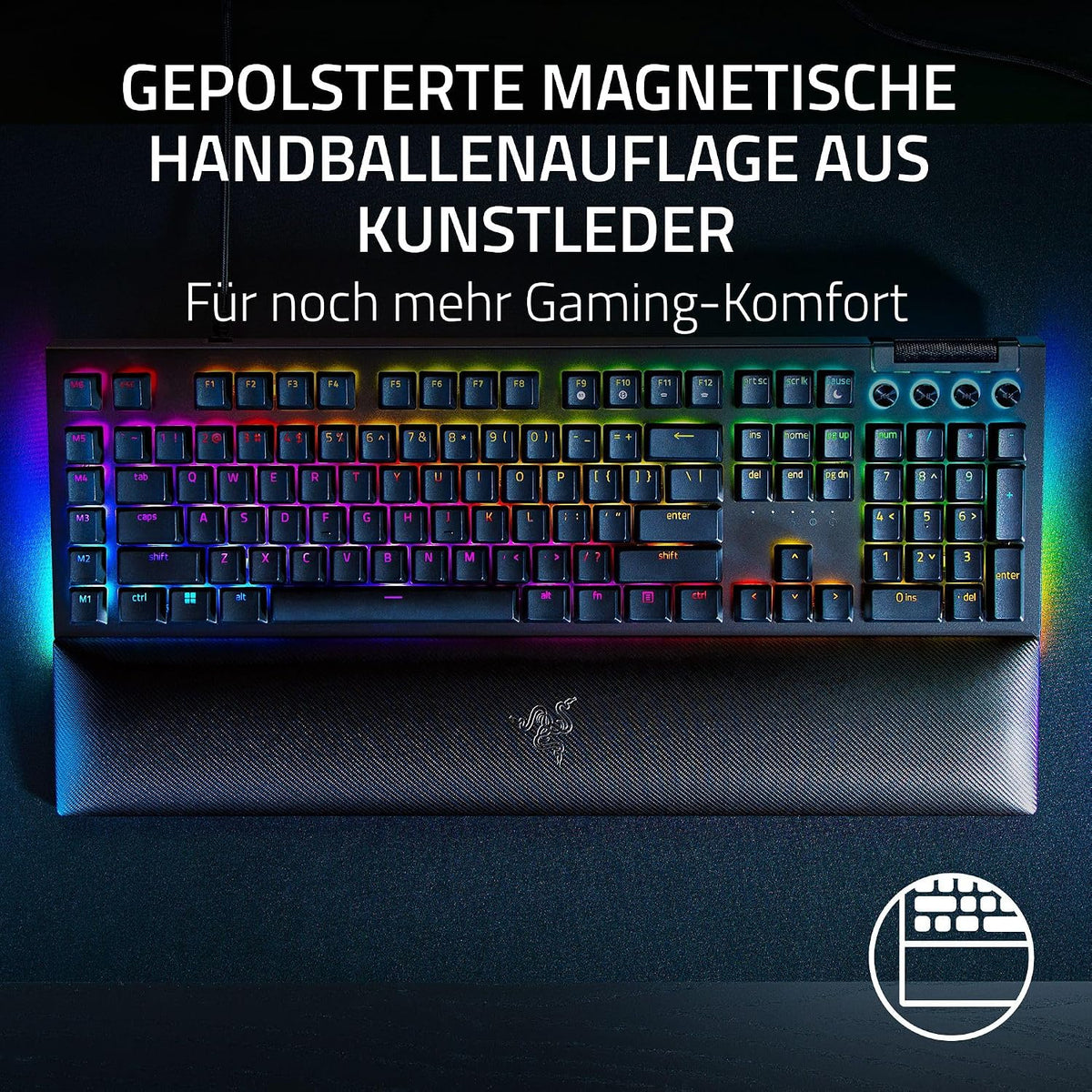 Razer Blackwidow V4 - Mechanische Gaming-Tastatur Chroma RGB (Mechanische Yellow Switches, 6 Eigene Makro-Tasten, Doubleshot-Abs-Tastenkappen) QWERTZ De-Layout | Schwarz