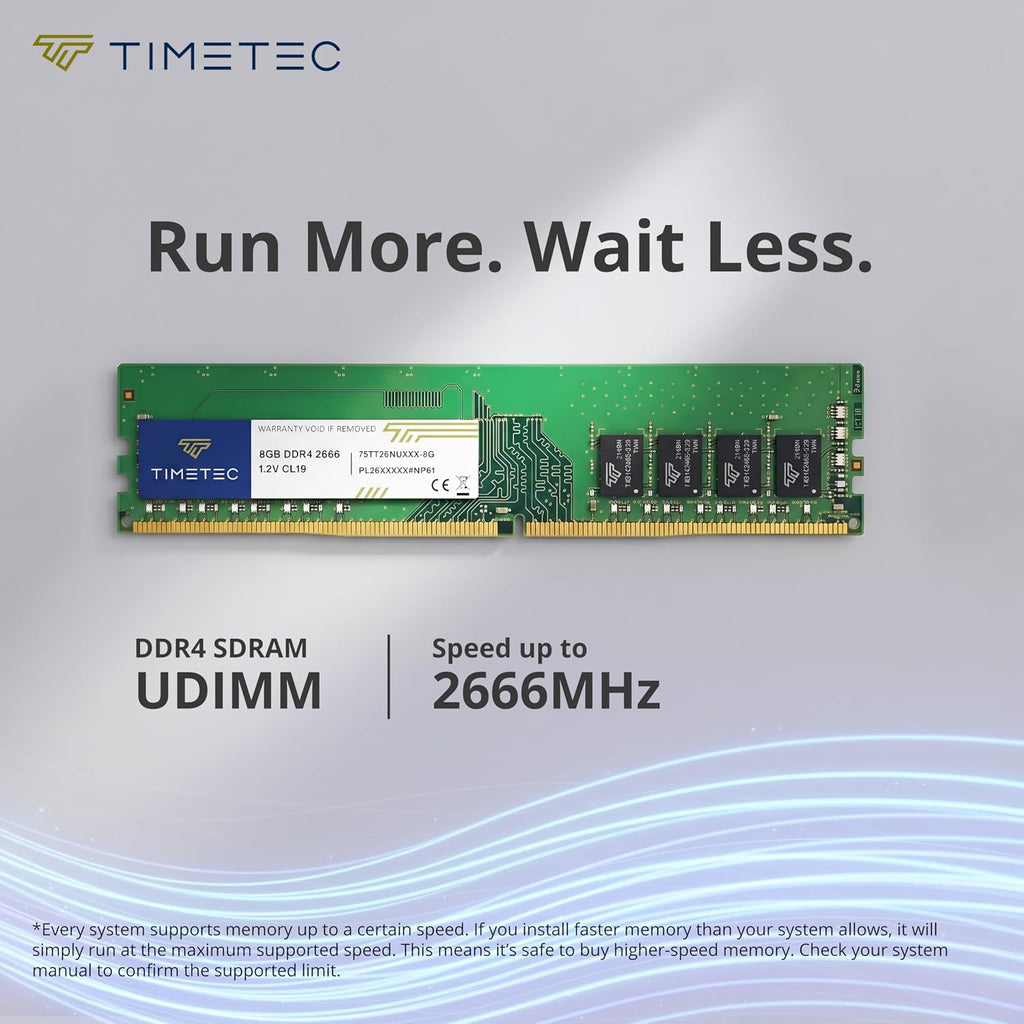 Timetec 16 GB KIT (2X8 GB) DDR4 2666 Mhz (PC4-2666V) PC4-21300 UDIMM Desktop-Ram – Non-Ecc Unbuffered, 288 Pin, 1,2 V, CL19 Dimm-Speichermodul