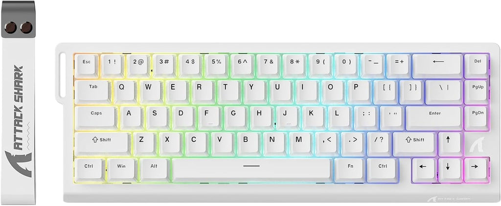 ATTACK SHARK X68 HE 8000Hz Rapid Trigger-Tastatur, 0,01Mm Rt-Genauigkeit, Kabelgebundene RGB 60% Gaming-Tastatur Mit Magnetic Switches, Einstellbare Betätigung, Snap Tap, Für Pc/Mac, Weiß