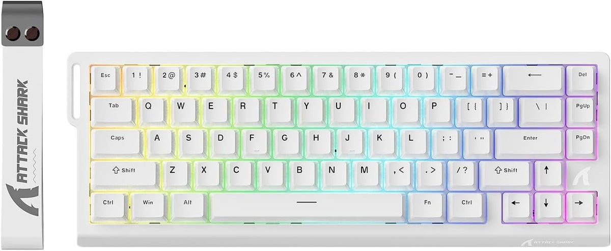 ATTACK SHARK X68 HE 8000Hz Rapid Trigger-Tastatur, 0,01Mm Rt-Genauigkeit, Kabelgebundene RGB 60% Gaming-Tastatur Mit Magnetic Switches, Einstellbare Betätigung, Snap Tap, Für Pc/Mac, Weiß