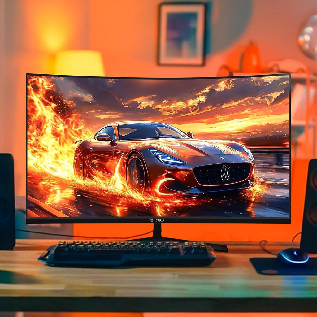 CRUA 24 165Hz Gaming-Monitor, Curved FHD 1920 X 1080P, Integrierte Lautsprecher, 120% Srgb-Farbraumabdeckung, AMD Freesync, Geringe Bewegungsunschärfe, Wandmontage Möglich, Für Büro Und Spiele