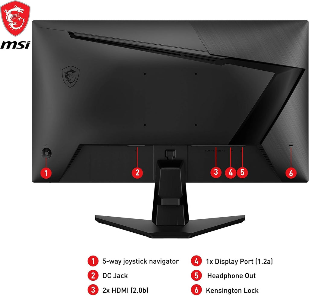 MSI G255F 24,5-Zoll-Fhd-Gaming-Monitor – 1920 X 1080 Rapid Ips-Panel, 180 Hz / 1 Ms (Gtg), 99% Srgb-Farbraum, Adaptive-Sync – DP 1.2A, HDMI 2.0B CEC