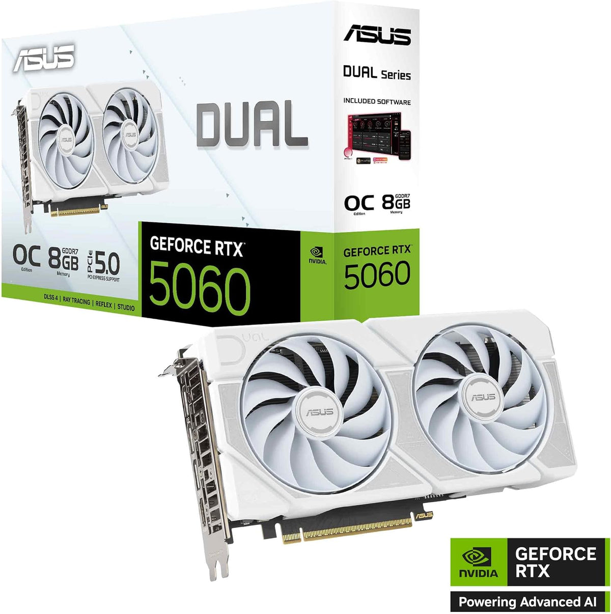 ASUS Dual Geforce RTX 5060 8GB GDDR7 White OC Edition Gaming Grafikkarte