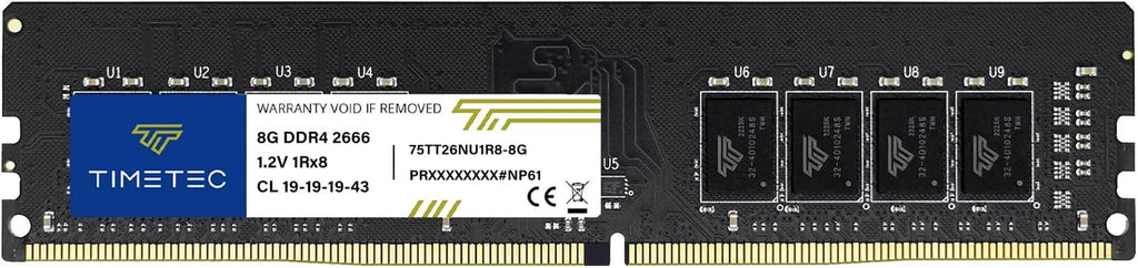 Timetec 8 GB DDR4 2666 Mhz (PC4-2666V) PC4-21300 UDIMM Desktop-Ram – Non-Ecc Unbuffered, 288 Pin, 1,2 V, CL19 Dimm-Speichermodul