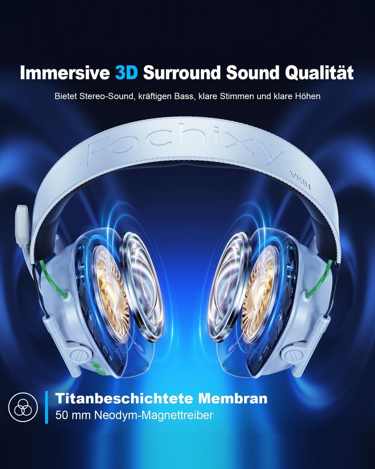 Gaming Headset Wireless Mit Mikrofon Für PS5, PS4, PC, Switch, Mac, Laptop