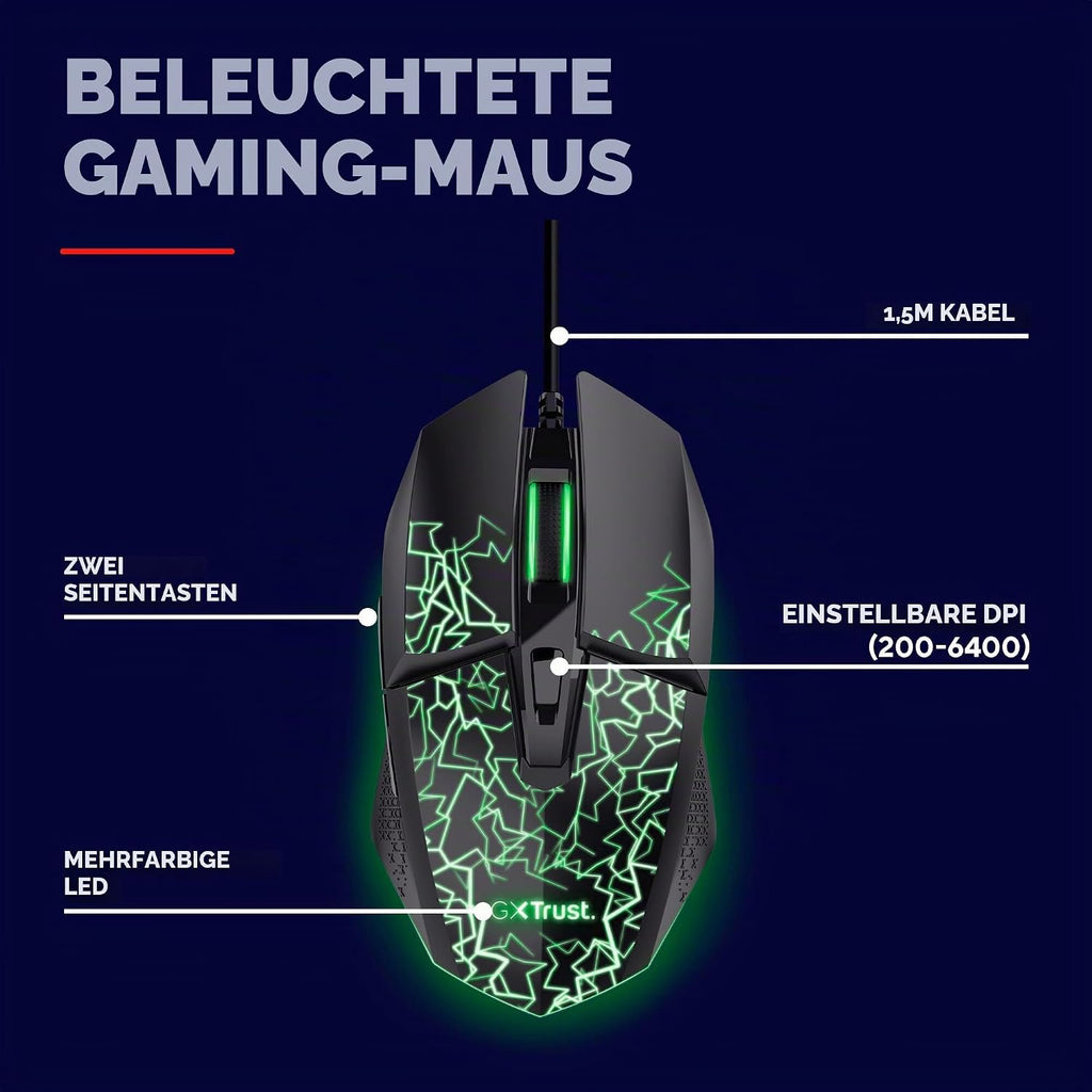 Gxtrust Vylax LED Gaming Maus Mit 6 Programmierbare Tasten, Schwarz