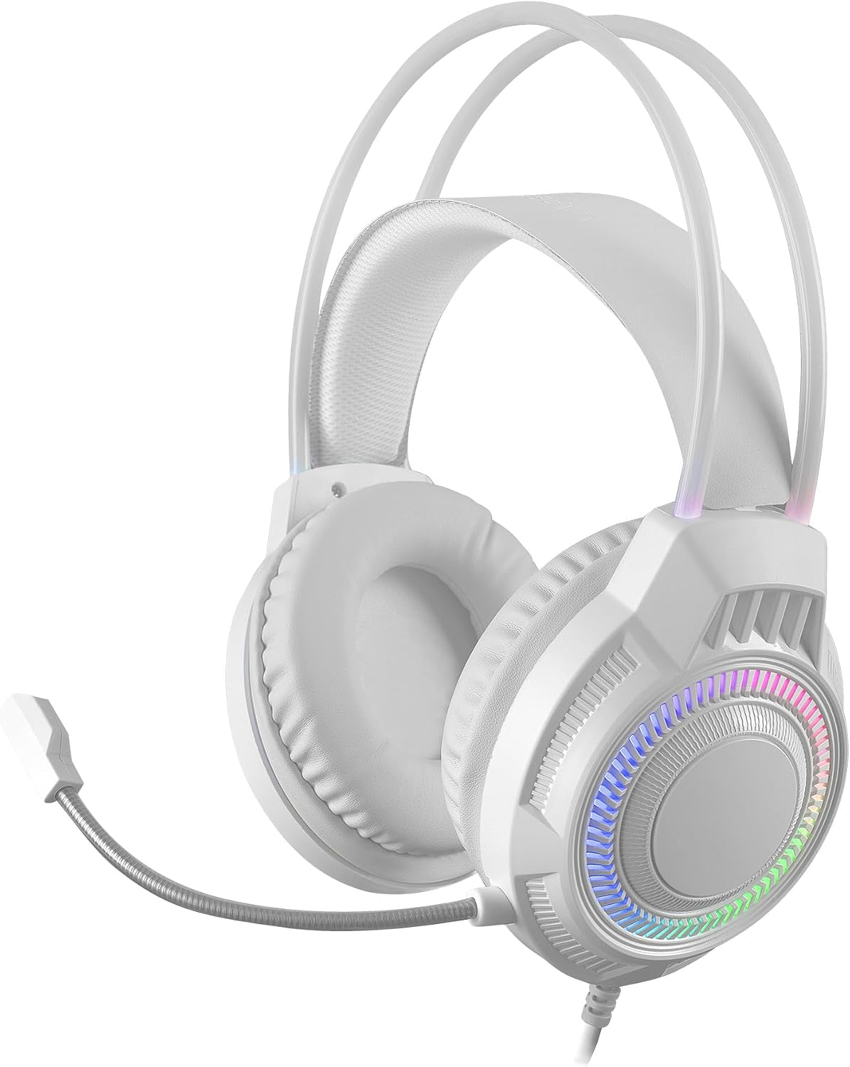 Mars Gaming MH124, Gaming-Kopfhörer FRGB Rainbow, Ergonomisches Design, Flexibles Mikrofon, Lautstärkeregler, Windows, Linux, Mac, PS4, PS5, Xbox One, Xbox Series X|S, Switch, Switch 2, Weiß